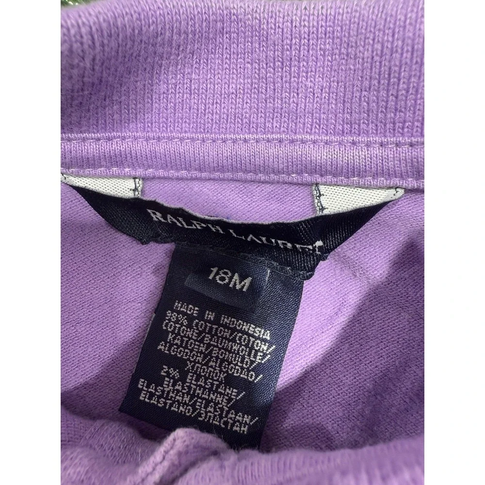 Ralph Lauren Purple Cotton Dress with Matching Bloomers Baby Girl 18M